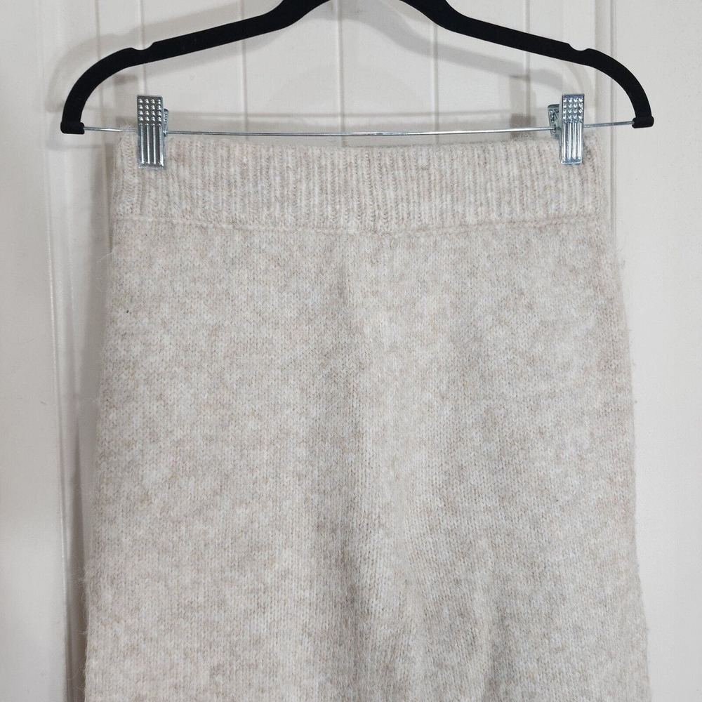 Was & Now Wide Leg Knit Pants Womens M Beige Heathered Acrylic Blend Pull On - Picture 3 of 10